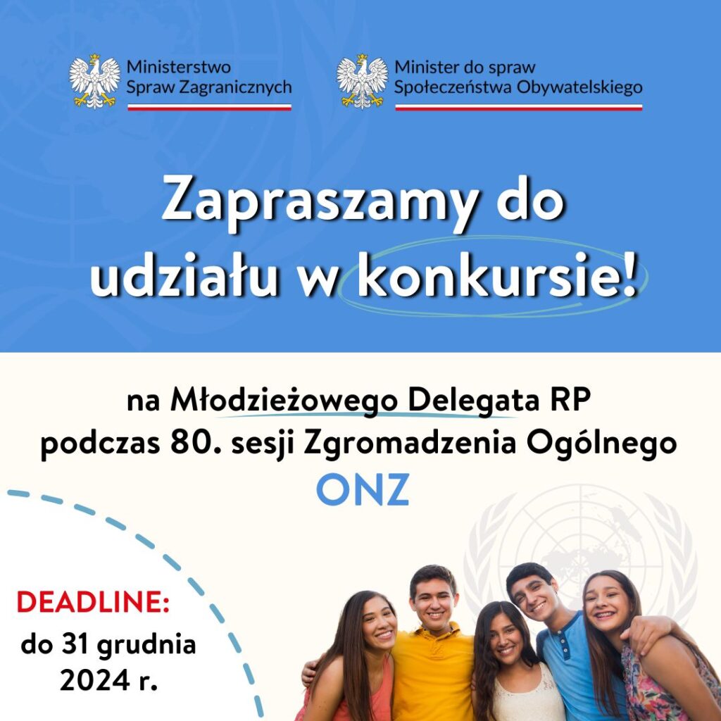 Zostań Młodzieżowym Delegatem RP na 80. Sesję Zgromadzenia Ogólnego ONZ w Nowym Jorku!