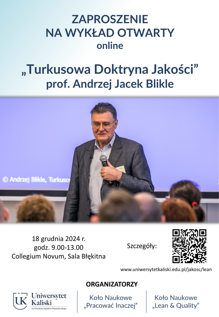 Wykład otwarty prof. Andrzeja Jacka Blikle pt. „Turkusowa Doktryna Jakości”