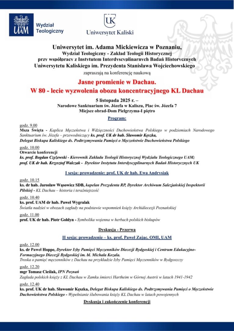 Konferencja naukowa – Jasne promienie w Dachau. Zaproszenie.